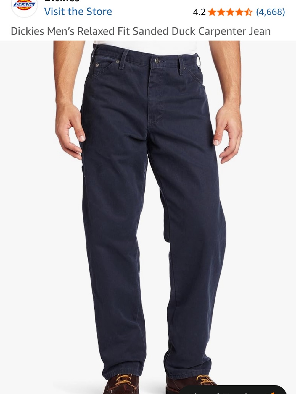 Dickies Men’s Relaxed Fit Carpenter Jeans - Navy Blue